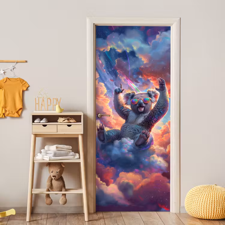 Koala - Dier - Zonnebril - Wolken deurposter klein -sfeer4