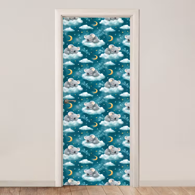 Koala's - Betoverend - Blauw deurposter klein 289 -3d_beige