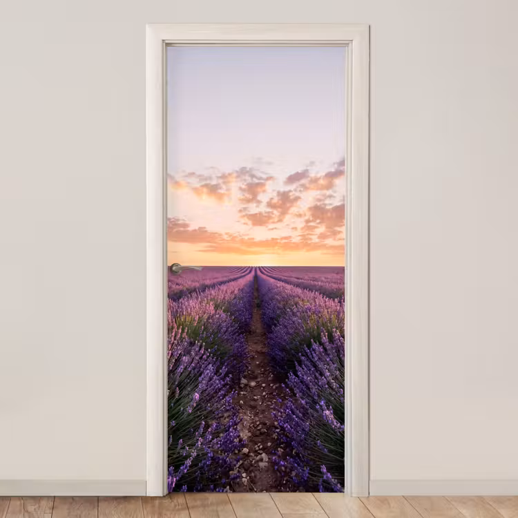 Landschap - Lavendelveld - Paars deurposter klein -3d_beige