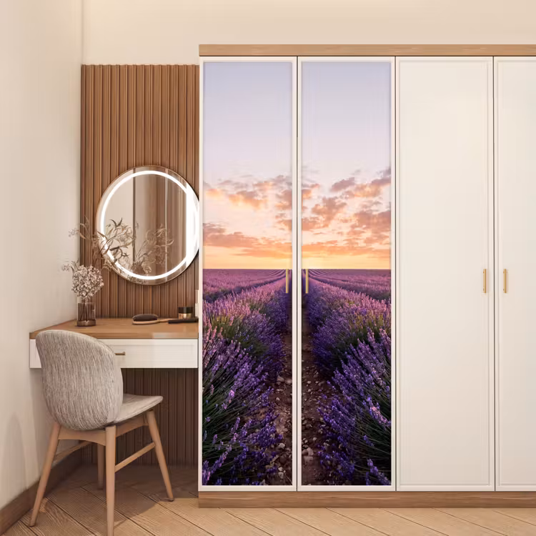 Landschap - Lavendelveld - Paars deurposter klein -sfeer3