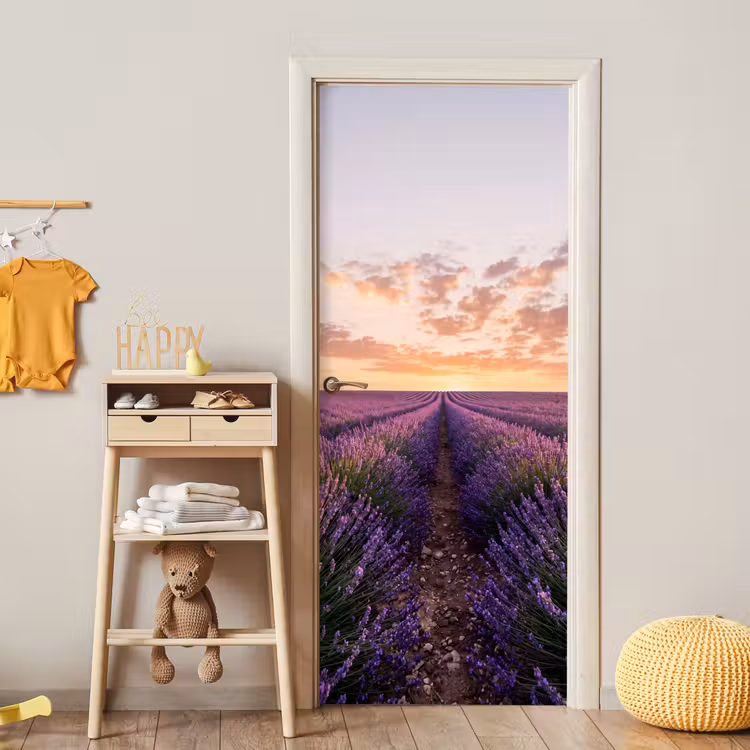 Landschap - Lavendelveld - Paars deurposter klein -sfeer4