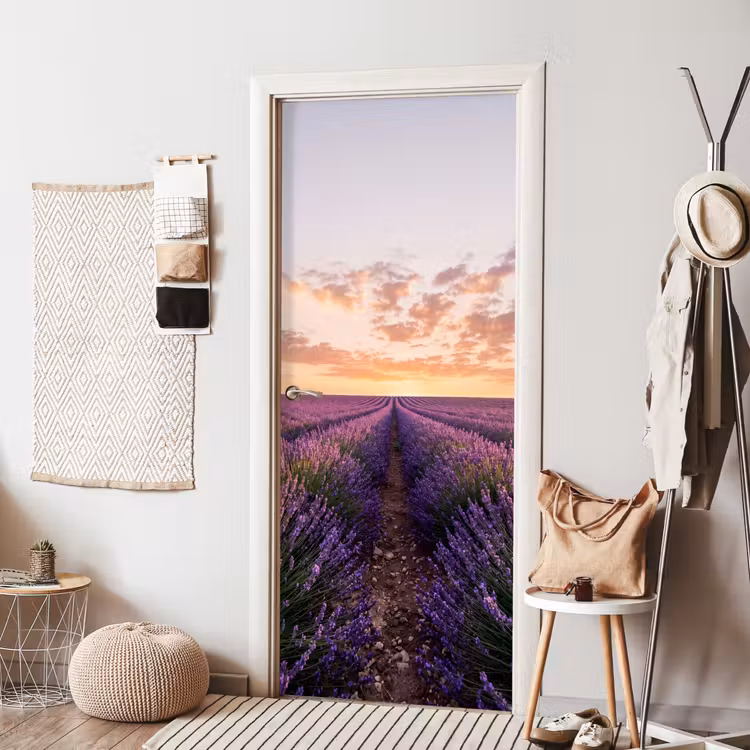 Landschap - Lavendelveld - Paars deurposter klein -sfeer6