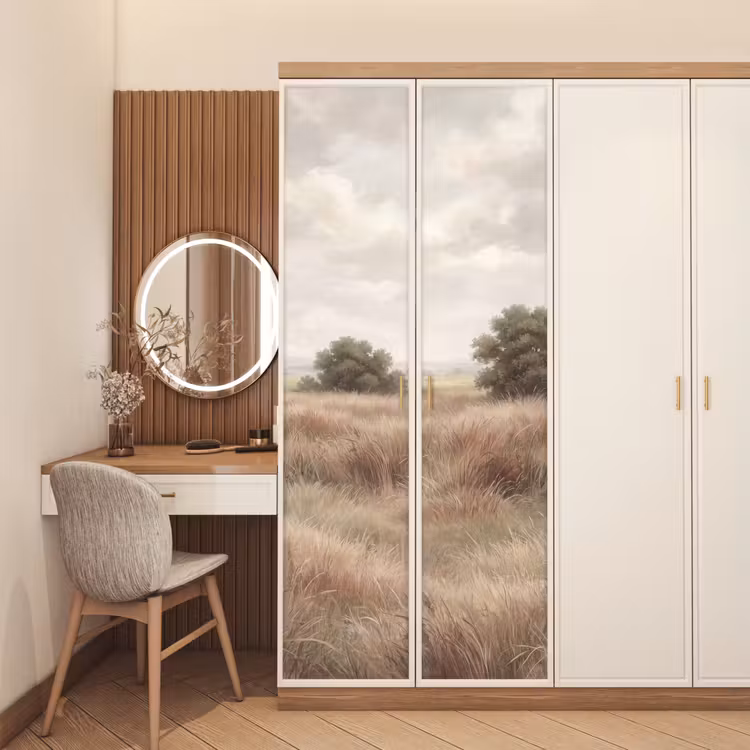 Landschap - Minimalistisch - Beige deurposter klein -sfeer3