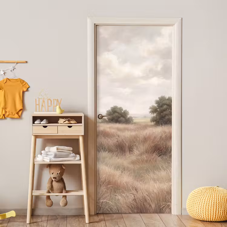Landschap - Minimalistisch - Beige deurposter klein -sfeer4