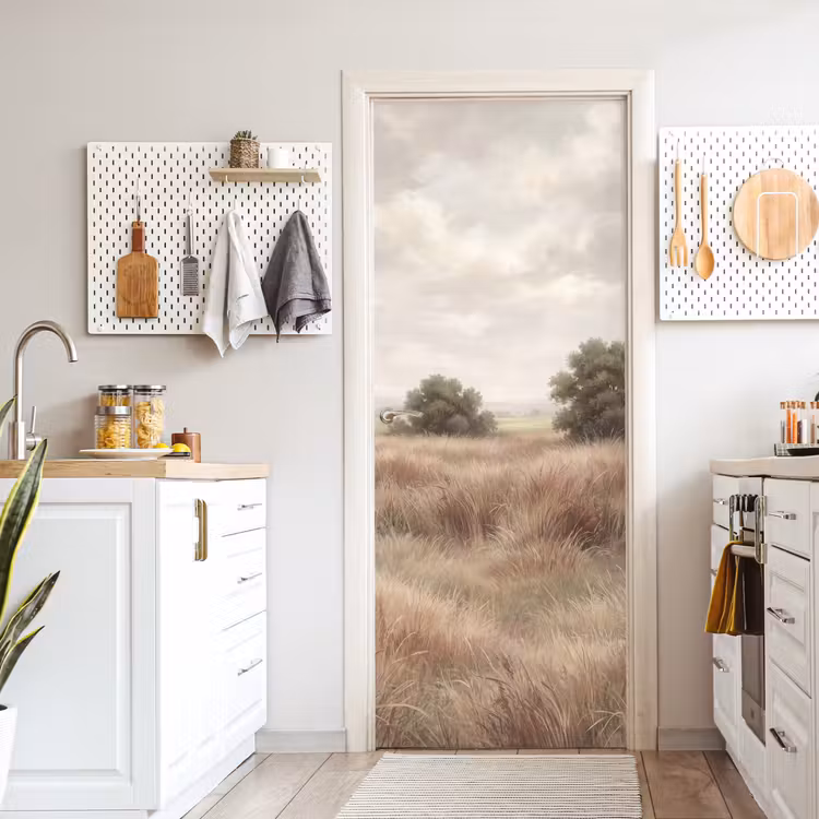 Landschap - Minimalistisch - Beige deurposter klein -sfeer5