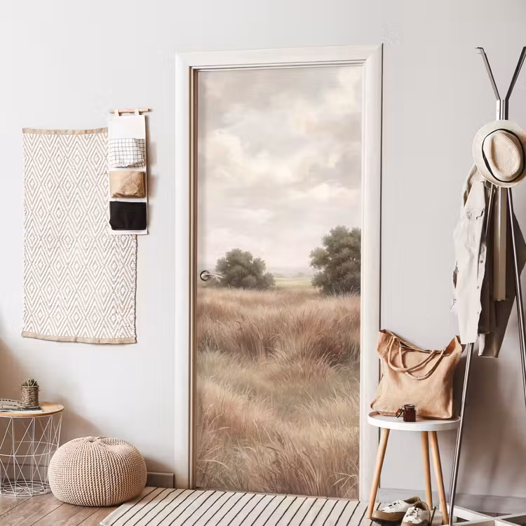 Landschap - Minimalistisch - Beige deurposter klein -sfeer6