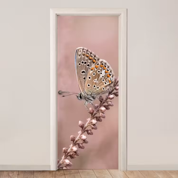 Lavendel - Vlinder - Paars deurposter klein -3d_beige