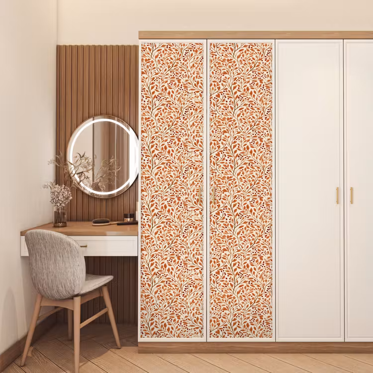 Bladeren - Botanisch - Terracotta deurposter klein 289 -sfeer3
