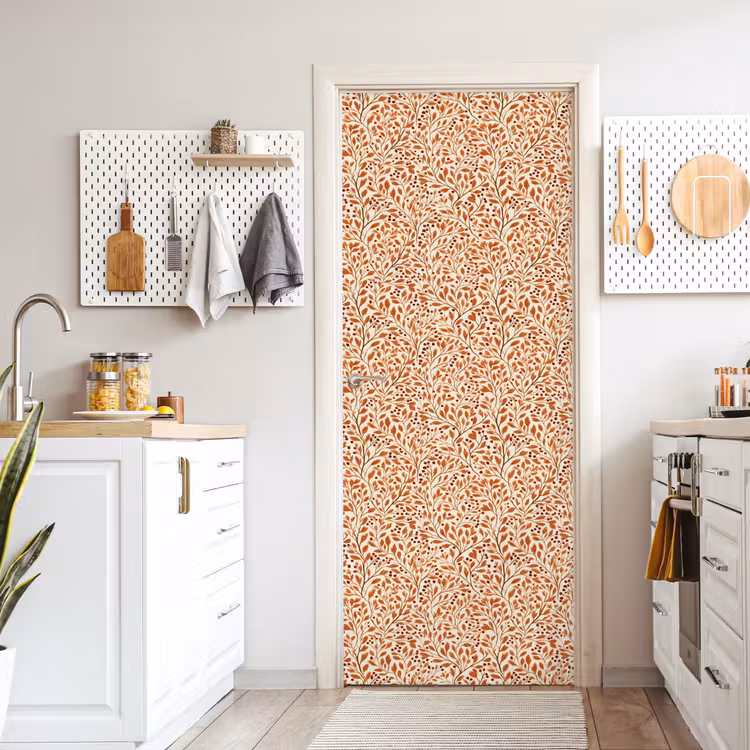 Bladeren - Botanisch - Terracotta deurposter klein 289 -sfeer5