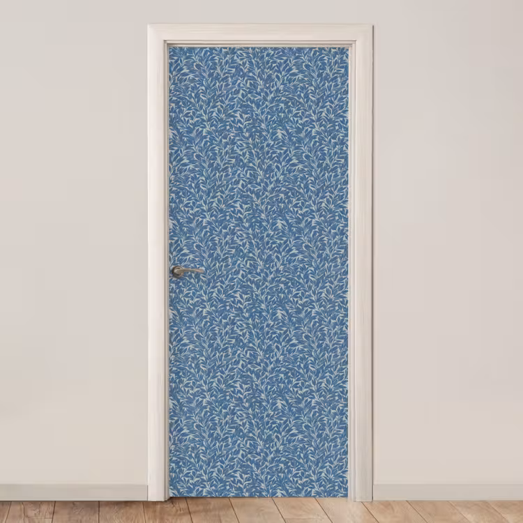 Bladeren - Klassiek - Patroon - Donkerblauw - Vintage deurposter klein 289 -3d_beige