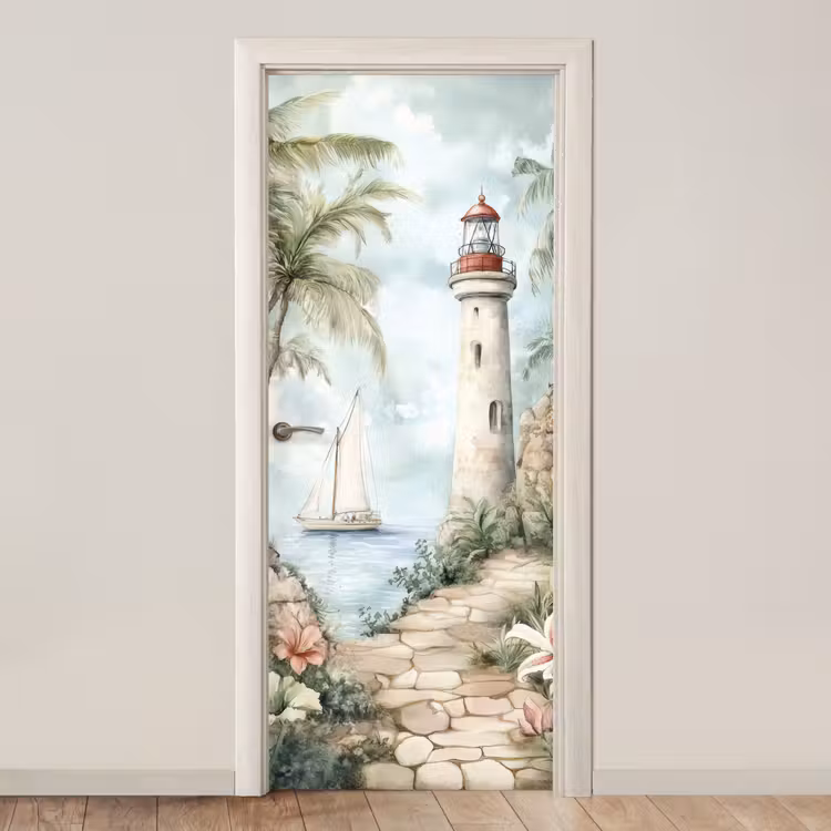 Vuurtoren - Natuur - Landschap - Boot deurposter klein -3d_beige