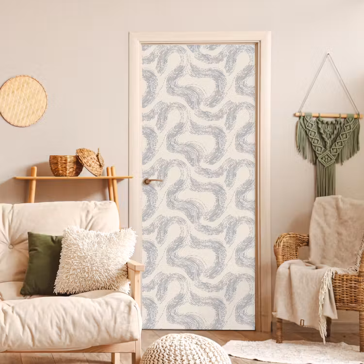 Lijnen - Patroon - Beige - Minimalistisch deurposter klein 289 -sfeer2