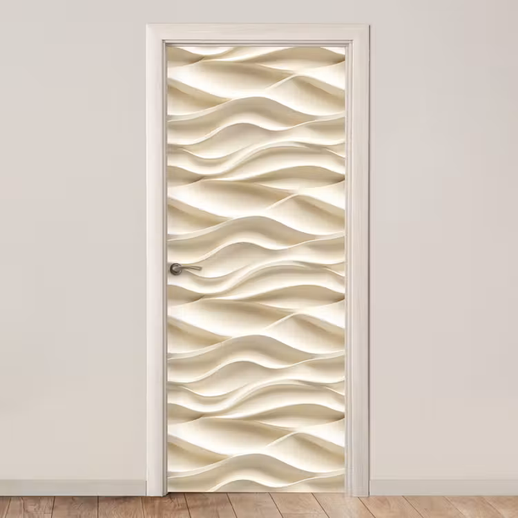 Lijnen - Golvend - Crème deurposter klein 289 -3d_beige