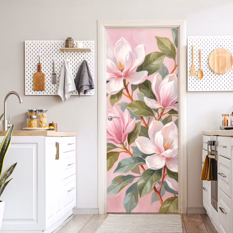 Magnolia's - Patroon - Roze deurposter klein -sfeer5