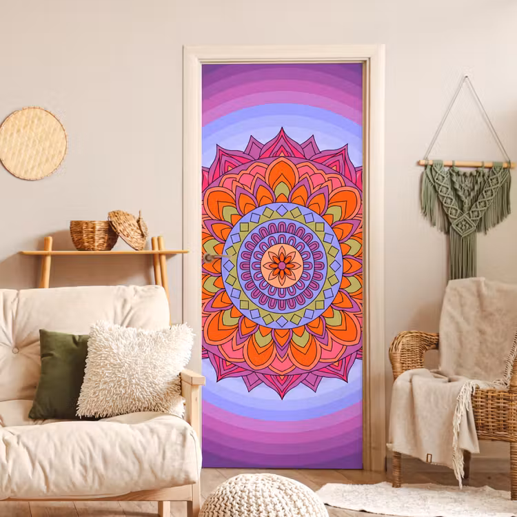 Mandala - Cirkel - Abstract - Kleurrijk - Patroon deurposter klein -sfeer2