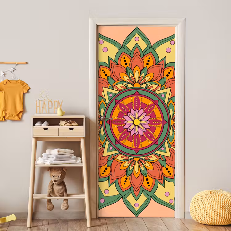 Mandala - Bloemen - Abstract - Kleurrijk deurposter klein -sfeer4