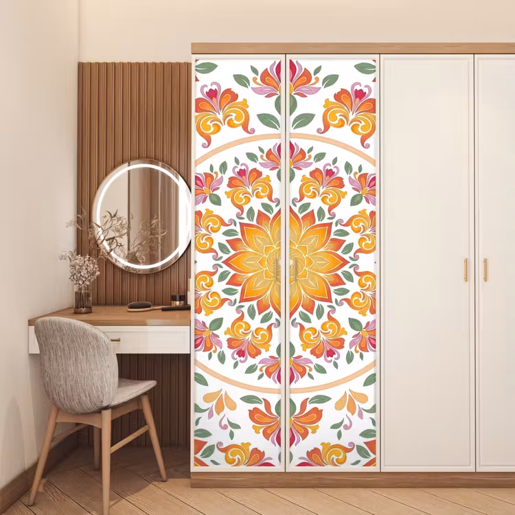 Mandala - Bloemen - Decoratie - Kleurrijk - Abstract deurposter klein -sfeer3