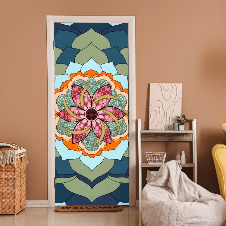 Mandala - Geometrisch - Kunst - Decoratief - Kleurrijk deurposter klein -sfeer1