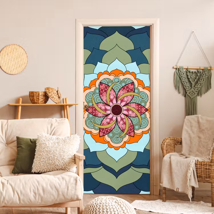Mandala - Geometrisch - Kunst - Decoratief - Kleurrijk deurposter klein -sfeer2