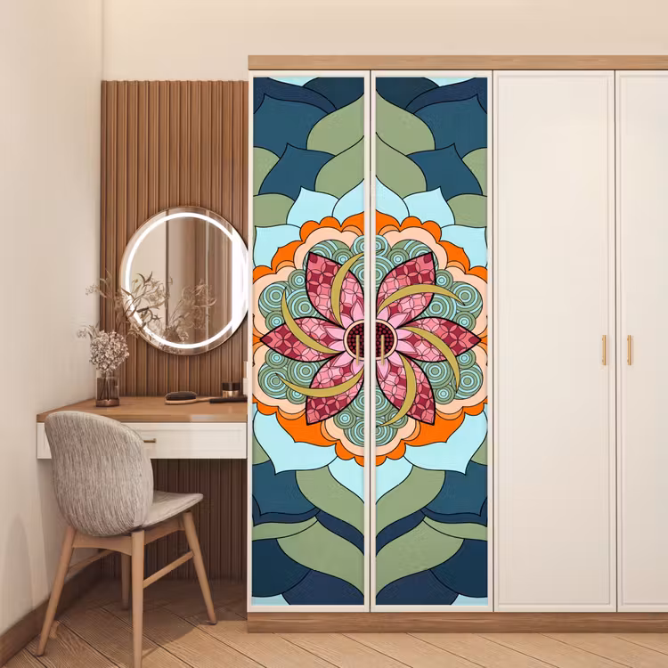 Mandala - Geometrisch - Kunst - Decoratief - Kleurrijk deurposter klein -sfeer3