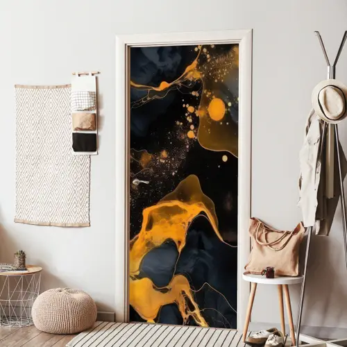 Marmer - Goud - Zwart - Abstract - Modern deurposter klein -sfeer6