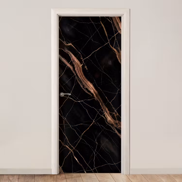 Marmer - Goud - Patroon - Luxe - Zwart deurposter klein -3d_beige