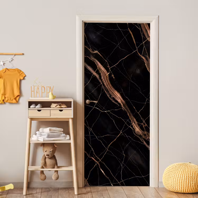 Marmer - Goud - Patroon - Luxe - Zwart deurposter klein -sfeer4
