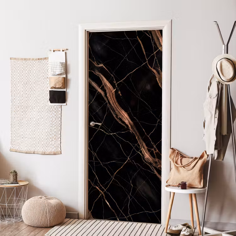 Marmer - Goud - Patroon - Luxe - Zwart deurposter klein -sfeer6