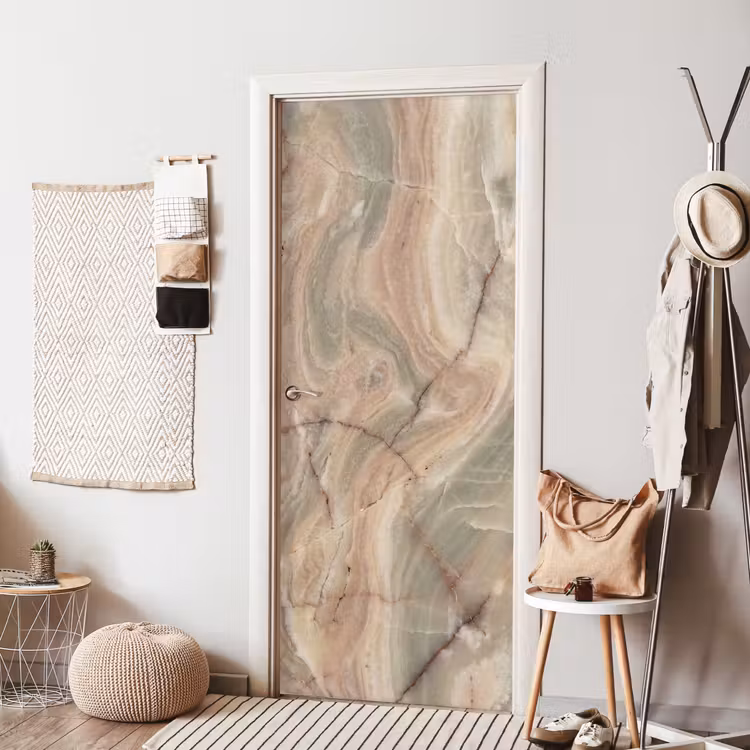 Marmer - Patroon - Abstract - Beige - Groen deurposter klein -sfeer6