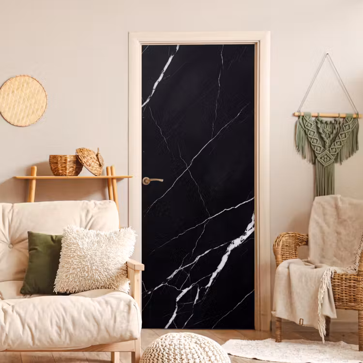 Marmer - Patroon - Abstract - Modern - Zwart deurposter klein -sfeer2