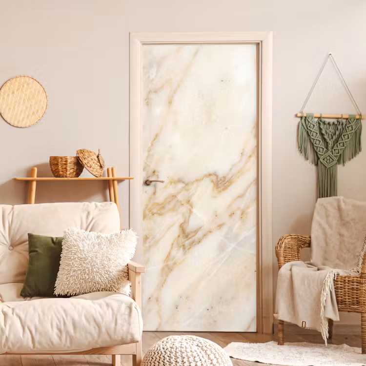 Marmer - Ader - Abstract - Wit - Goud deurposter klein -sfeer2