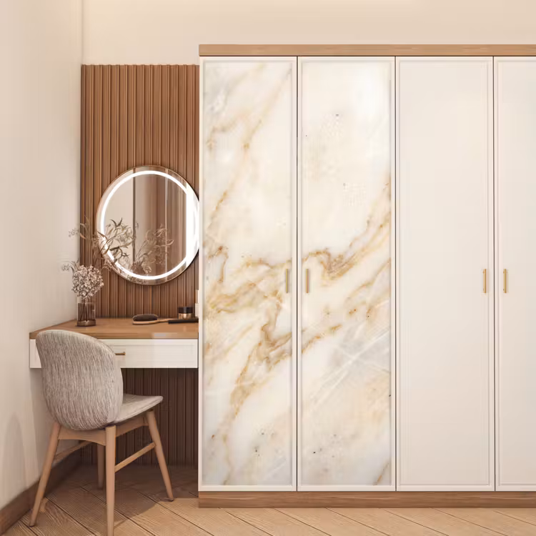 Marmer - Ader - Abstract - Wit - Goud deurposter klein -sfeer3