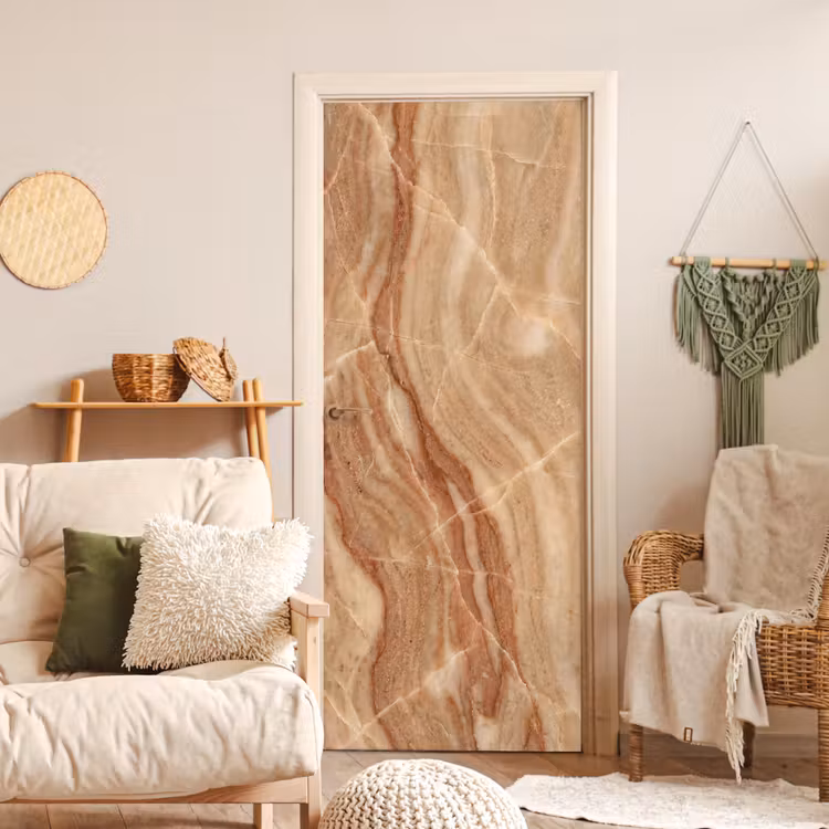 Marmer - Ader - Natuur - Abstract - Beige deurposter klein -sfeer2