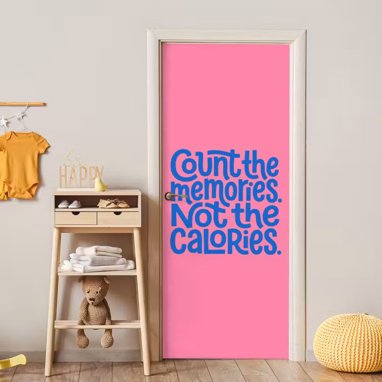 Memories - Roze - Blauw - Quote deurposter klein -sfeer4