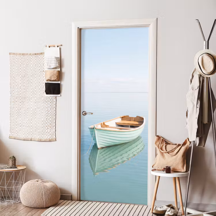 Minimalistisch - Boot - Zee deurposter klein -sfeer6