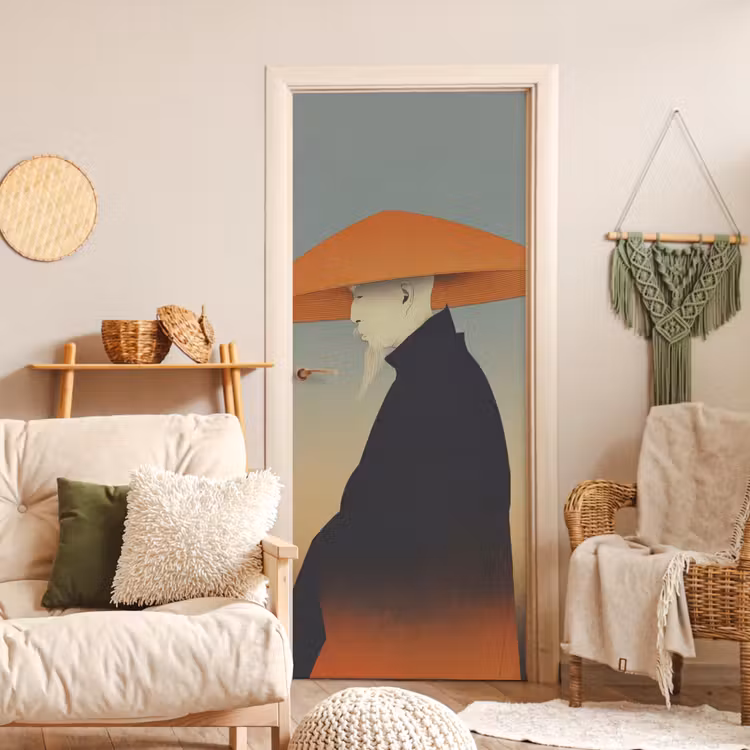 Minimalistisch - Silhouet - Oranje deurposter klein -sfeer2