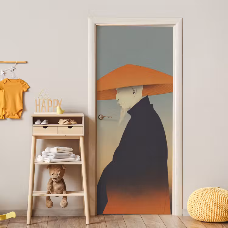 Minimalistisch - Silhouet - Oranje deurposter klein -sfeer4