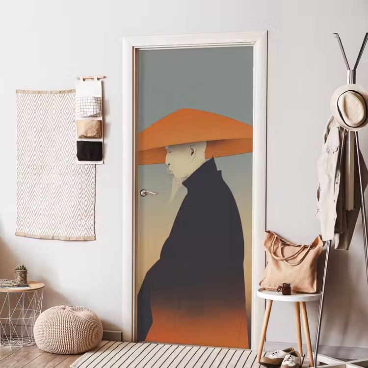 Minimalistisch - Silhouet - Oranje deurposter klein -sfeer6