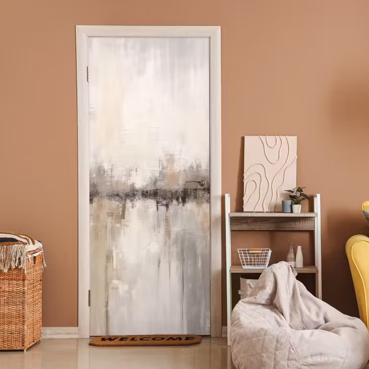 Moderne kunst - Abstract - Beige deurposter klein -sfeer1
