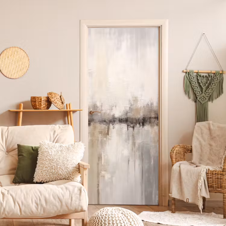 Moderne kunst - Abstract - Beige deurposter klein -sfeer2