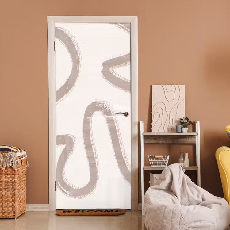 Moderne kunst - Beige - Abstract deurposter klein -sfeer1