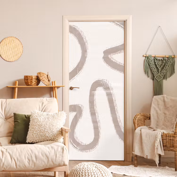 Moderne kunst - Beige - Abstract deurposter klein -sfeer2