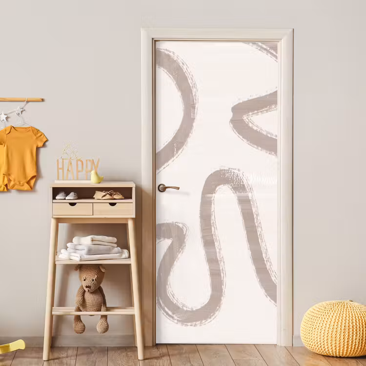 Moderne kunst - Beige - Abstract deurposter klein -sfeer4
