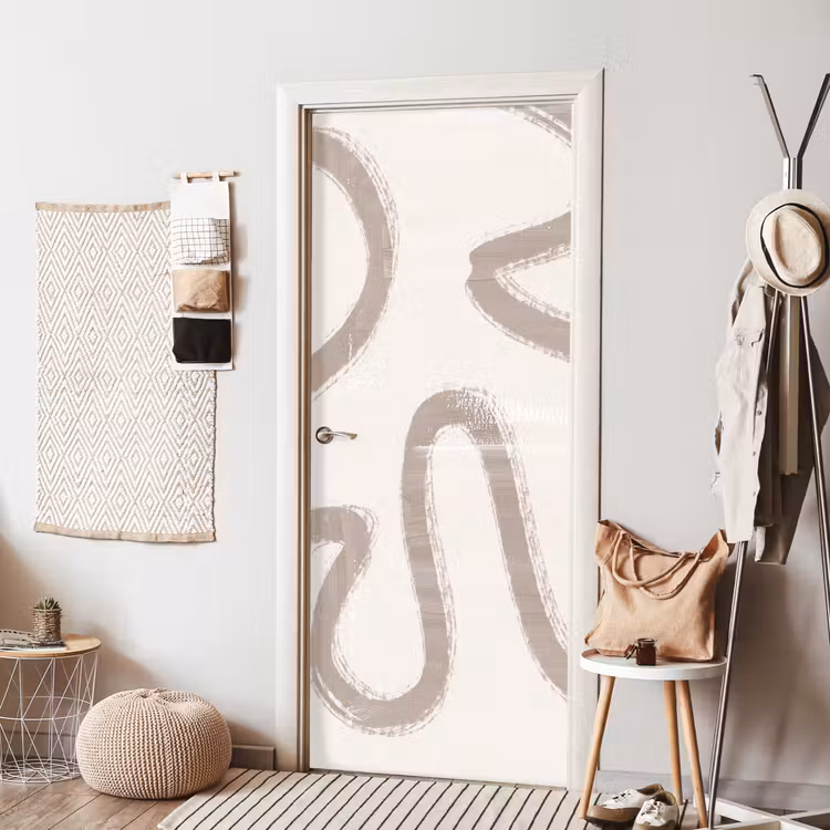 Moderne kunst - Beige - Abstract deurposter klein -sfeer6