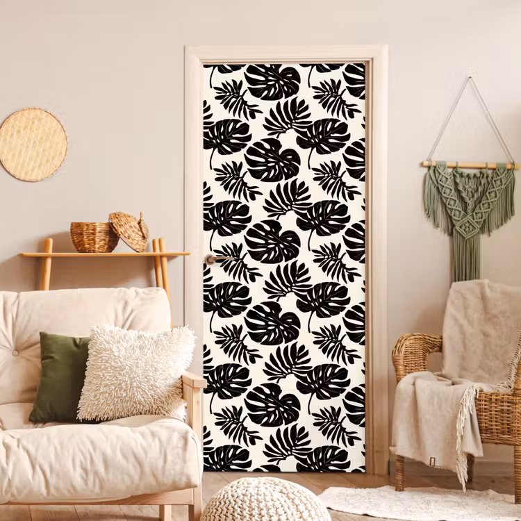 Modern - Monstera - Zwart deurposter klein 289 -sfeer2