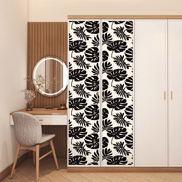 Modern - Monstera - Zwart deurposter klein 289 -sfeer3