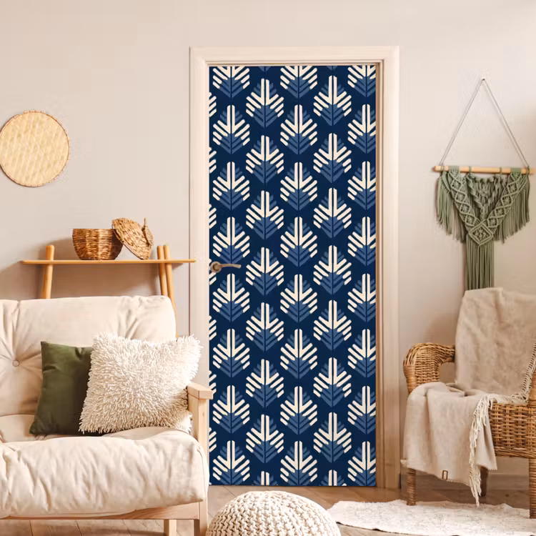 Modern - Patroon - Blauw deurposter klein 289 -sfeer2