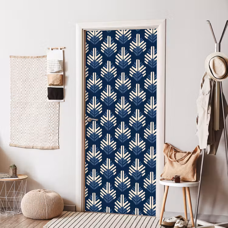 Modern - Patroon - Blauw deurposter klein 289 -sfeer6