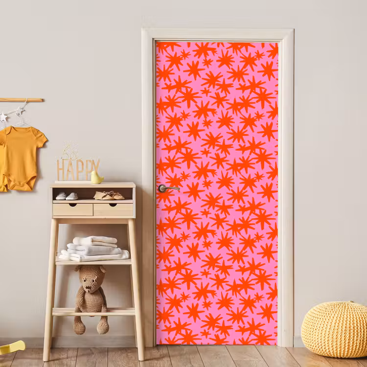 Modern - Sterren - Roze deurposter klein 289 -sfeer4