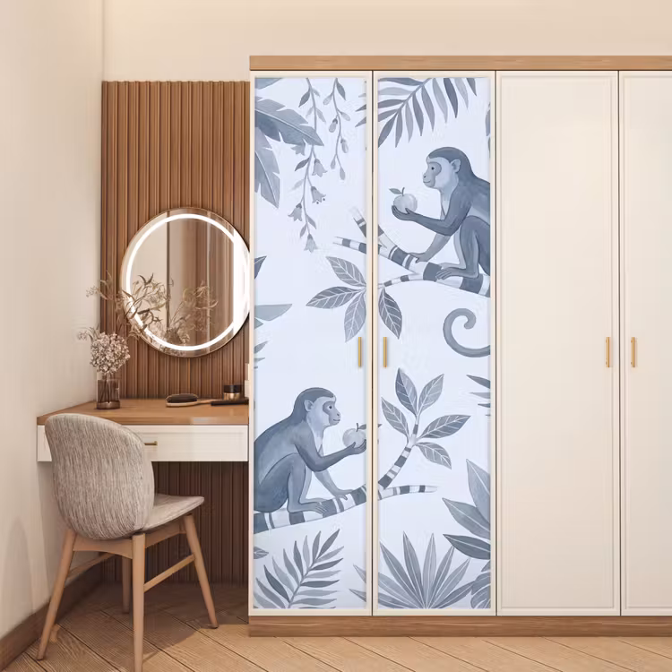 Aap - Boom - Bladeren - Jungle - Illustratie deurposter klein -sfeer3